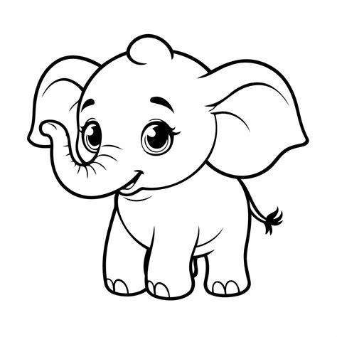 Impresionante Ilustración De Un Elefante Para Colorear Vector Premium