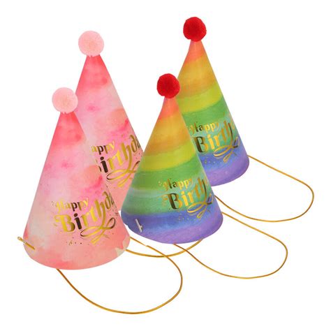 4pcs Party Hats Cone Birthday Party Hats Happy Birthday Party Hats Cone