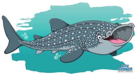 Whale shark cartoon | Fun cartoon whale shark illustration