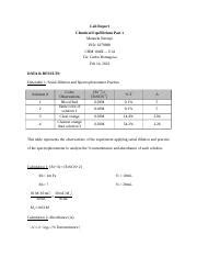 Chemical Equilibrium Part Labreport Docx Lab Report Chemical