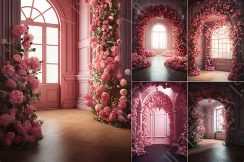 Flowers Arch Room Digital Backdrops Graphic By Your Creative Planner