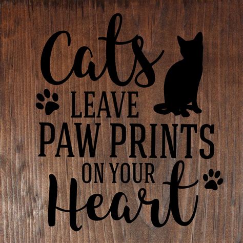 Vintage Wood Sign Cats Leave Paw Prints On Your Heart Wall Decor