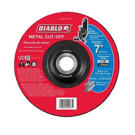 Diablo 7 In X 116 In X 78 In Metal Cut Off Disc With Type 27