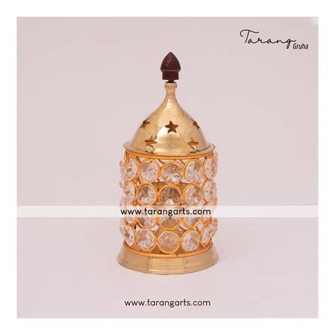 Brass Akhand Diya With Crystal Fancy Brass Deepam Oil Lamp Home Temple