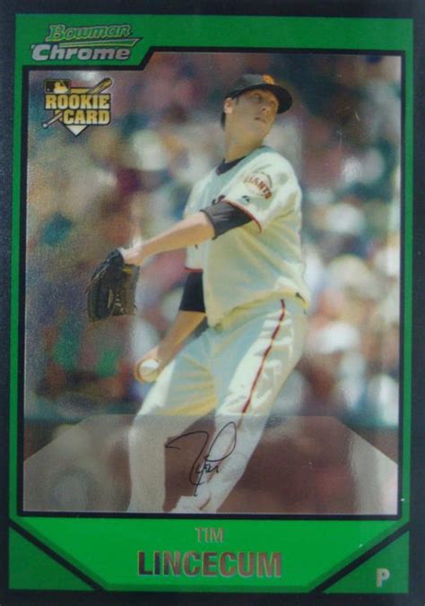 Tim Lincecum Baseball Card San Francisco Giants 2007 Bowman Chrome