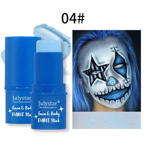 SDJMa Blue Face Paint Stick, Scary Clown Blue Makeup Face Painting ...