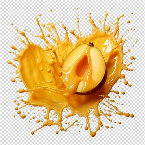 Premium Psd Mango With Mango Juice Splash On White Background