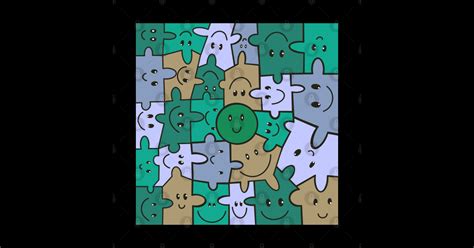 Smiley Face Puzzle Pieces Green Puzzle Pieces Sticker Teepublic