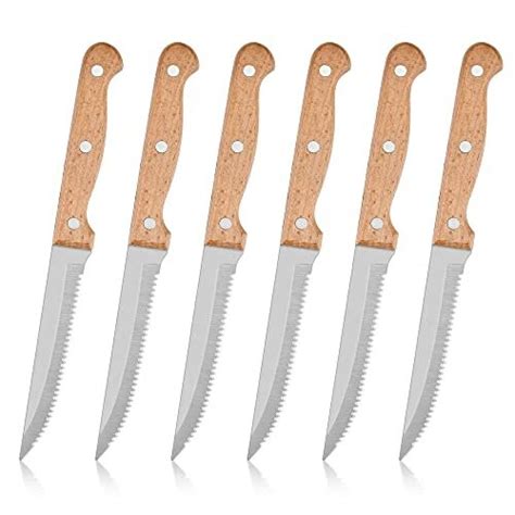 Steak Knives Set Of 6 Stainless Steel Serrated Steak Knife Sharp