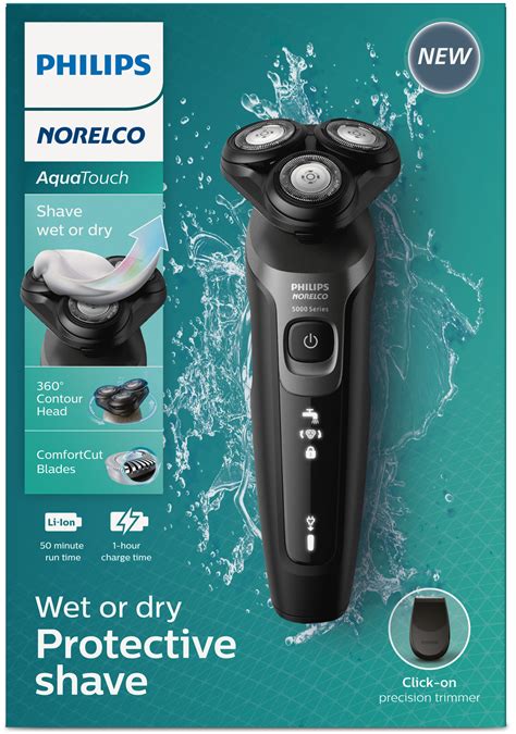 Philips Norelco Aquatouch Rechargeable Wet And Dry Shaver With Click On Precision Trimmer S5966