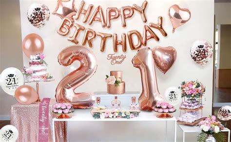 21st Birthday Decorations Party Supplies Rose Gold 21