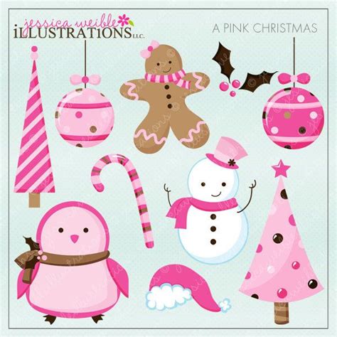 A Pink Christmas Cute Christmas Digital Clipart Pink Christmas Clip Art Pink Holiday Graphics