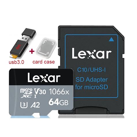 원본 Lexar Professional 1066X 마이크로 SDXC UHS I 카드 SD 메모리 카드 64 128 256