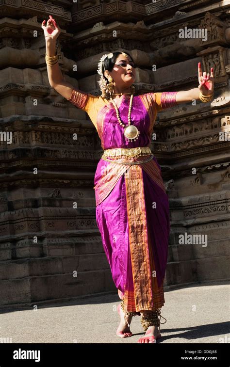 Dancer Performing Bharatnatyam In Khajuraho Dance Festival Khajuraho