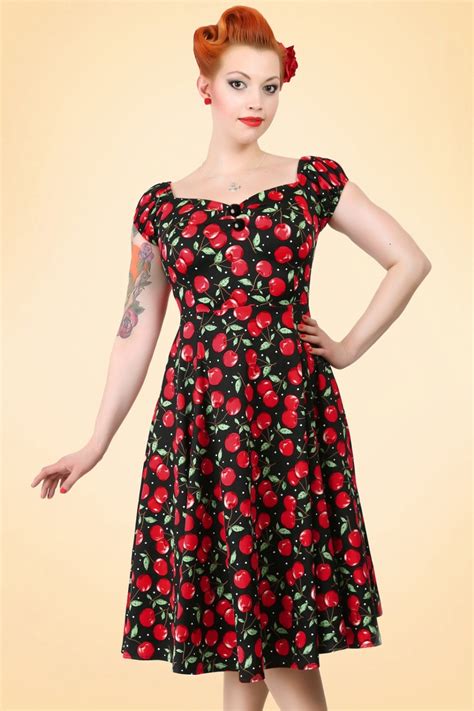 50s Dolores Cherry Polkadot Doll Swing Dress