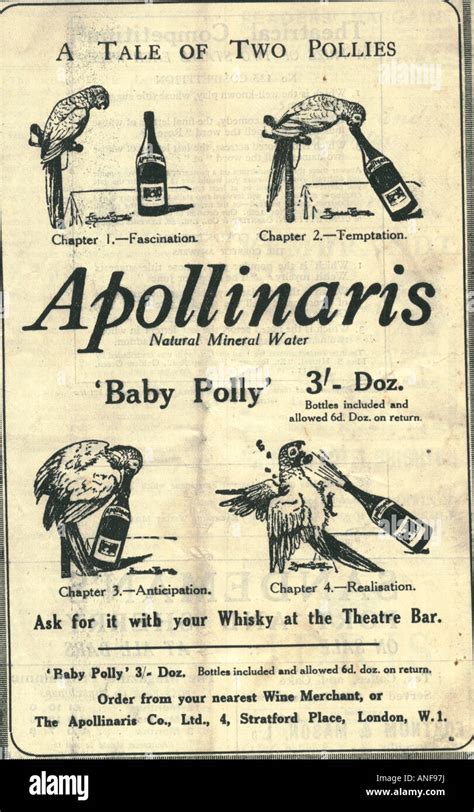 Apollinaris mineral water advertisement 1926 Stock Photo - Alamy