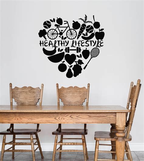 Vinyl Wall Decal Healthy Lifestyle Fruits Active Sport Love Stickers M