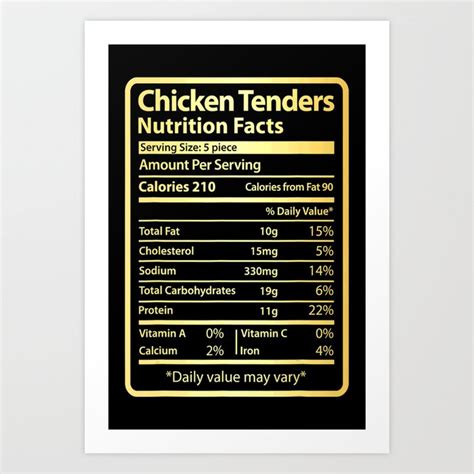 Chicken Tenders Nutrition Facts Food For Thanksgiving Art Print by ...