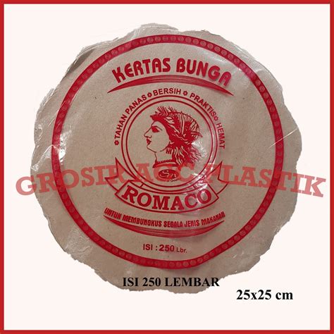 Jual KERTAS NASI BUNGA BULAT KEMBANG COKLAT ALAS NASI ISI 250 25CM