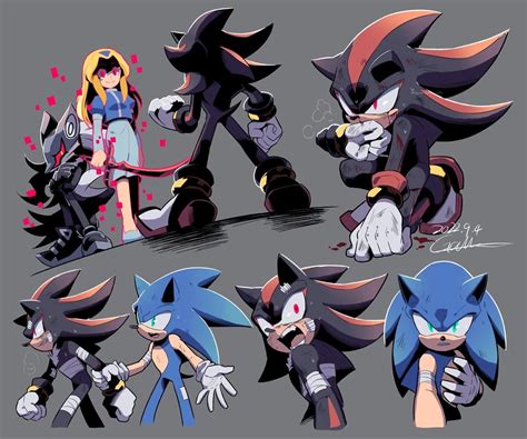 Some Sonic And Shadow Characters In Different Poses