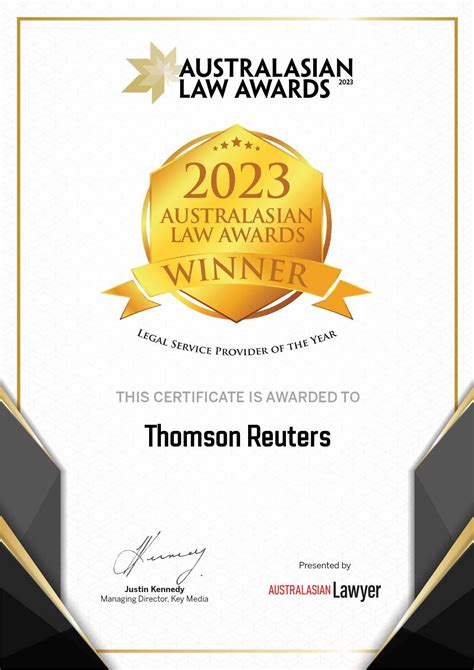 Thomson Reuters Win ‘legal Service Provider Of The Year At Australasian Law Awards Australia