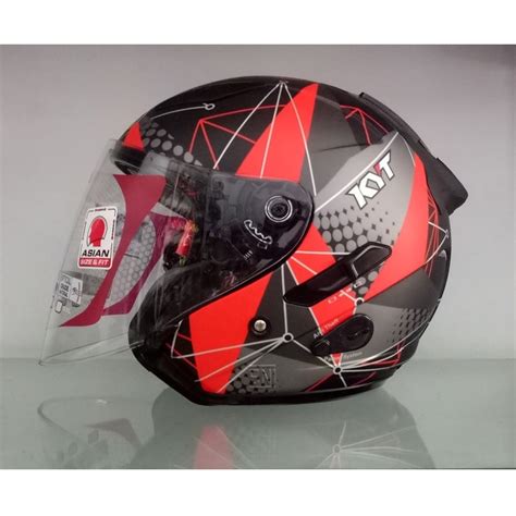 Jual HELM KYT GALAXY FLAT R MATRIX BLACK DOFF RED FLUO ORIGINAL