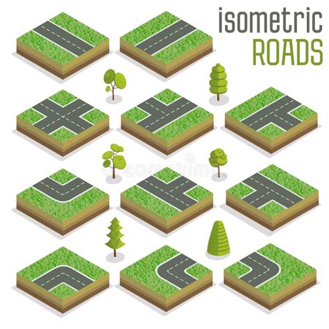 Isometric Roads Traffic Street Road Junctions Highway Map Elements