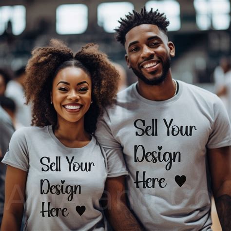 Black Couple Mockup Grey Tshirt Mockup African American Couple T