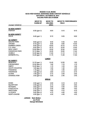 Fillable Online A A High School Marching Band Contest Schedule Fax