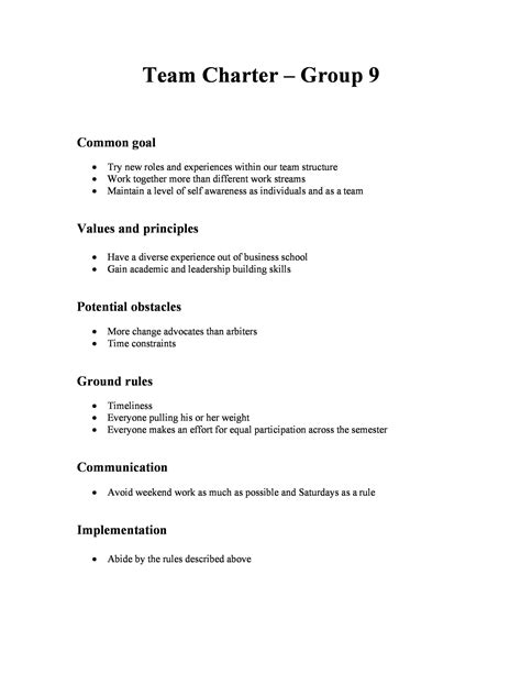 49 Useful Team Charter Templates And Examples Templatelab