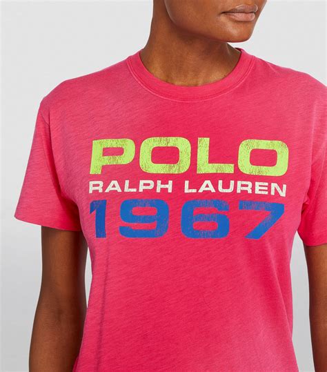 Womens Polo Ralph Lauren Pink Cotton 1967 Logo T Shirt Harrods Uk