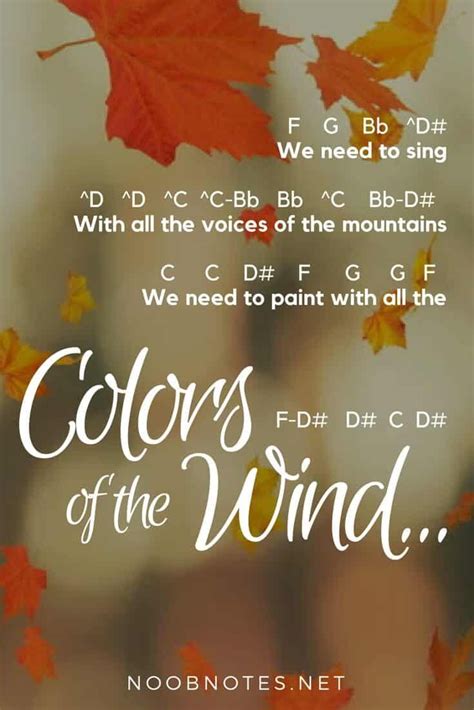 Colors Of The Wind Pocahontas Disney Music Notes For Newbies