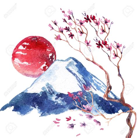 Aquarelle fleur de cerisier japonais Fleurs de sakura peintes à la