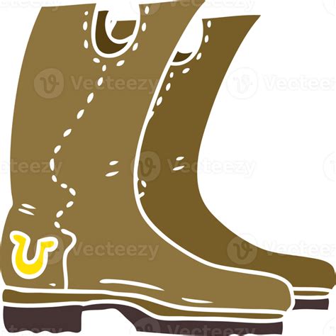 Botas Vaqueras De Dibujos Animados De Estilo De Color Plano 45079082 Png