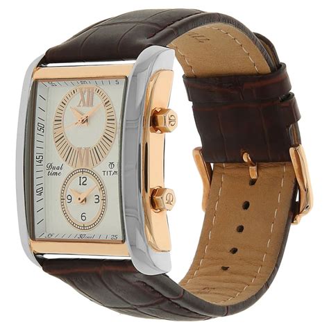 Titan Analog White Rectangle Dial Leather Strap Watch For Men Kl