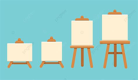 Canvas Easel Vector Art Png Set Of Wooden Easel With Blank Canvas