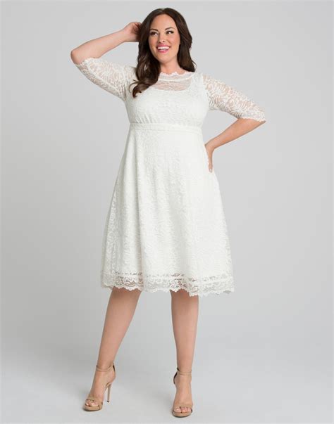 Kiyonna Womens Plus Size Pretty In Lace Wedding Dress