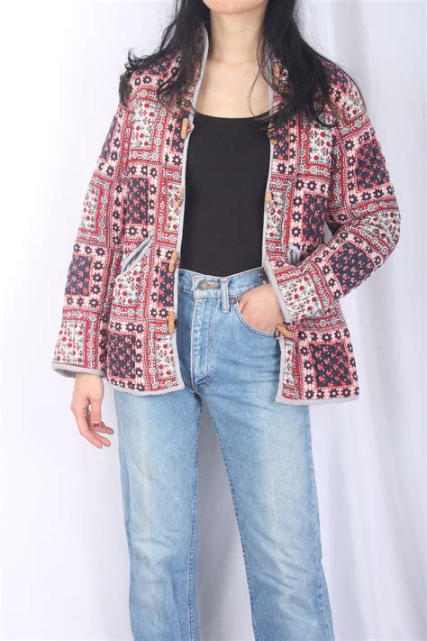 Vintage Boho Hippie Floral Patchwork Patterned Quilted Jacket Etsy