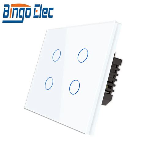 Bingoelec 4 Gang 1 Way Glass Panel Normal Touch Sensor Wall Smart