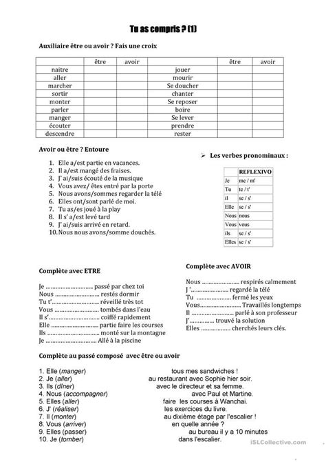 Etre Et Avoir Au Pass Compos Fran Ais Fle Fiches Pedagogiques Hot Sex