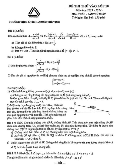 De Thi Thu Toan Vao Lop 10 Lan 1 Nam 2023 2024 Truong Luong The Vinh Ha