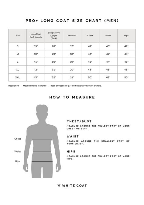 Long Coat - Men Size Guide