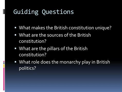 PPT - Week 1: The British Constitution and the Monarchy PowerPoint Presentation - ID:1989427