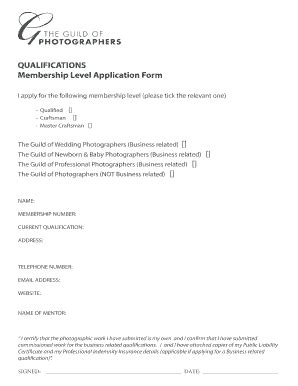 Fillable Online Photoguild Co BQUALIFICATIONSb Membership Level