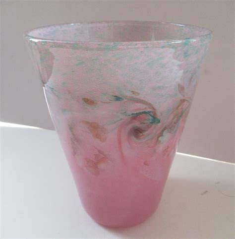 Scottish Glass Fine Vintage Large Glass Bucket Vase Made By Vasart G Iconic Edinburgh