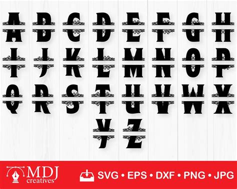 Split Alphabet Monogram 02 SVG Cut File, Alphabet Monogram SVG, 26 ...