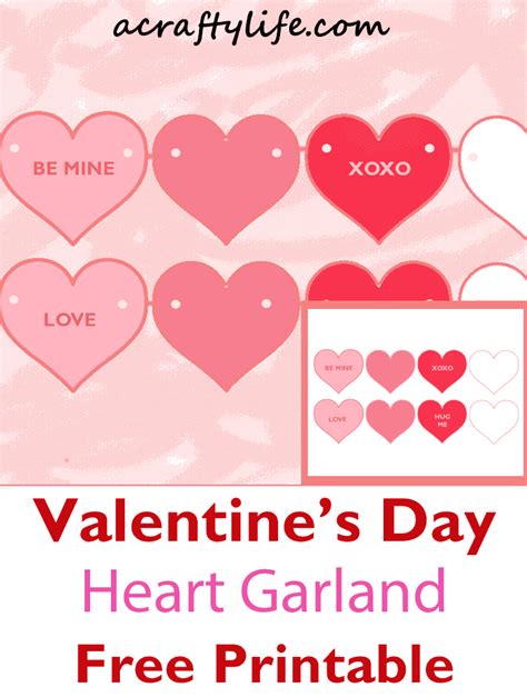 Free Printable Heart Garland Easy DIY Valentine S Day Craft A Crafty