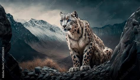 Snow Leopard in the Himalayas, generative ai Stock Illustration | Adobe ...