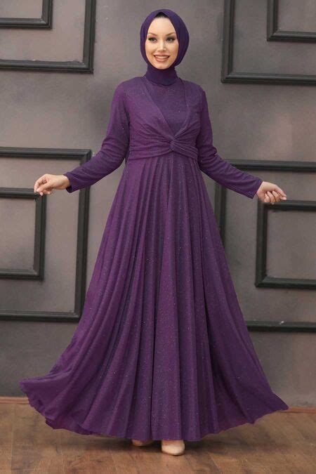 Plus Size Purple Islamic Clothing Evening Dress 5397MOR Neva Style