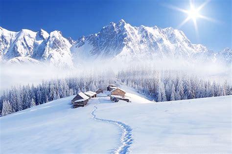 Montagne Neige Hiver Nuages Fond D Cran Paysage Hd Aper U Fond